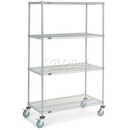 Nexel 4 Shelf Truck, Chrome, 48inW x 24inD x 80inH, Polyurethane Swivel Casters 168227